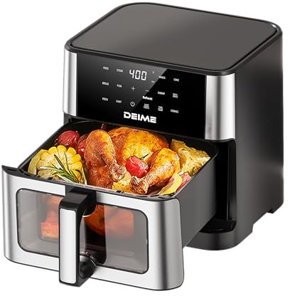 Friteuse à Air DEIME 10L Sans Huile 1800W Friteuses à Air de Grande Capacité Cuisinière Saine avec 10 Préréglages, Grande Friteuse à Air pour les de Cuisson Visuelle, Recette Incluse