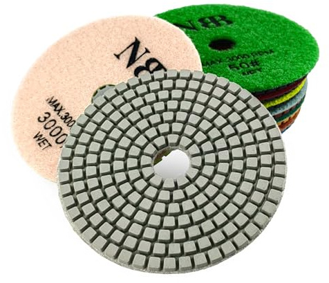 NBB Diamant-Polierpads 4 100mm Diamant-Schleif-Renovierungsschiene zur Nass Polieren Renovierung schleifen von Granit Marmor Stein Keramik mit Nylon-Rückseite für ein gutes Finish (7, MIX Nass)