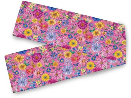 Tischläufer mit Herbstblumen, Dahlie, gebranntes Orange, 33 x 177,8 cm, Hochzeitsdekoration, wiederverwendbarer blauer Tischläufer, 177,8 cm lang