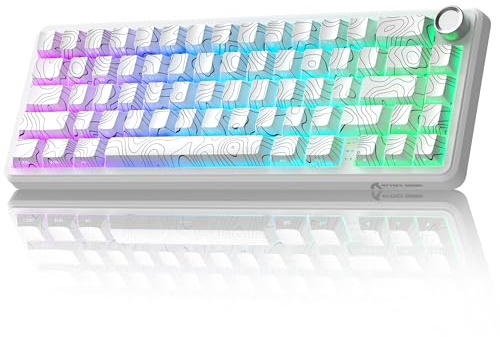 ATTACK SHARK X65PRO HE Teclado Gaming Inalámbrico Rapid Trigger 60%, Precisión RT 0,01mm, 8000Hz, Interruptor Magnético, Actuación Ajustable, Iluminación RGB, Perilla Metálica, para PC/Mac, Blanco