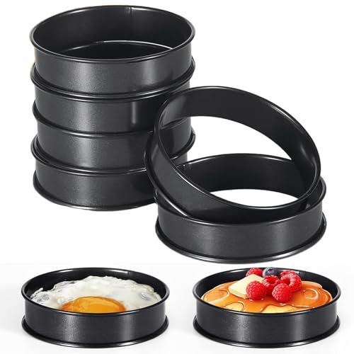 8Pcs Crumpet Rings, 10cm Crumpets Cooking Rings Non Stick, Stainless Steel Double Rolled Baking Rings English Muffin Ring Round Cake Rings Egg Burger Rings Mold for Baking Cooking