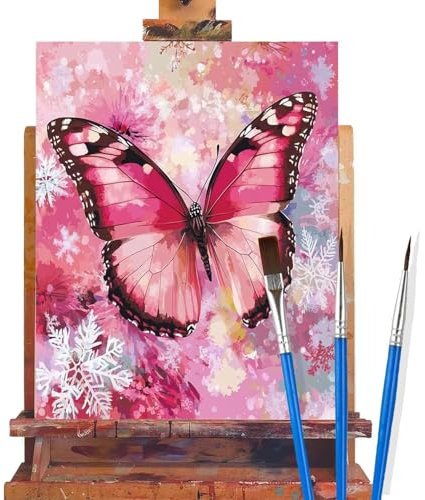 Malen Nach Zahlen Erwachsene Schmetterling,Schneeflocke Malen Nach Zahlen DIY set Handgemalt Ölgemälde,Mit Pinseln und Acrylfarbe,Bastelset Erwachsene Frauen für Geschenke Home Wand Dekor 60x90cm C82
