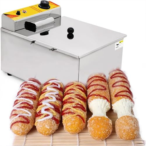 12LCommercial Deep Fryer, Automatic Cheese Hot Dog Sausage Grill Stove Sticks Fryer, Large Capacity Electric Deep Fryer with 50-200℃ Adjustable Temperature,110V