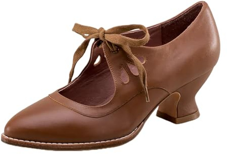 Escarpins rétro Mary Jane pour femme - Style vintage - À lacets - Talon bas - Chaussures Derby - Grande taille