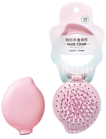 Piccola spazzola per capelli, pettine a specchio da viaggio, design pieghevole portatile, districante, accessorio leggero e compatto, per donne, ragazze, cura quotidiana dei capelli, uso domestico