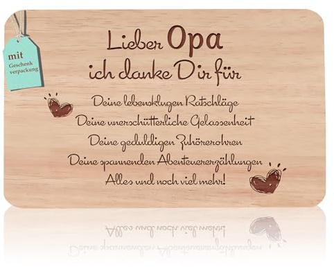 Frühstücksbrettchen Opa Geschenke | Brotzeitbrett mit Gravur | Vater Geschenke Buchenholz | Geschenkidee ideal für Vatertag Geburtstags Weihnachten