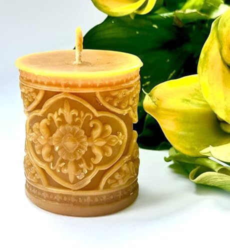 Decorative Beeswax Candle with Oriental Motif – Handmade – Oriental Style – Artisanal Gift - Beeswax and Paraffin Blend