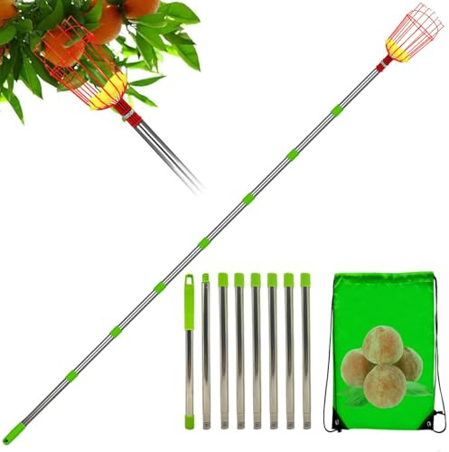 Cueille-pommes - Outil De Panier Télescopique En Acier Inoxydable | Outil De Cueillette Léger Pour Agrumes, Abricotiers, Pamplemoussiers Et Oranges, Outil De Verger Extensible Et Antirouille