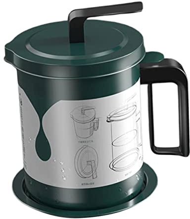 CONGARTENO Olla Para Almacenar Aceite De Acero Inoxidable Colador De Aceite Para Cocina Soporte Para Almacenar Lata De Grasa