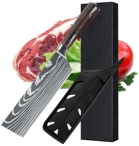 Couteau Cuisine Professionnel, Couteaux de Cuisine Professionnel en Acier Inoxydable 30,5 cm, Couteau Multifonction, Manche en Bois Pakka, Idéal pour Viande Légumes Fruits, Couteau Office Cuisine