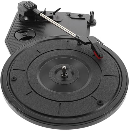 TOYANDONA Player with Built-in Speakers Turntable Record Vinyl Vintage Easy to Use and Low Noise Retro Black Plastic Design for Home Decor and Music Lovers