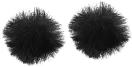 Didiseaon 2pcs Plush Windproof Microphone Covers for Lapel Microphones Thickened Universal Mic Windshield Protectors for Office and Recording Use Black Accessories