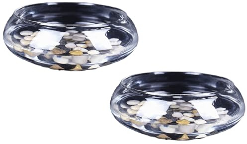 YIXANNX Ciotola per bonsai sacra, vaso per piante in vetro trasparente con fiore di loto, per impianti idroponici o anche per pesci Betta. La parte superiore aperta consente , 20 cm , 19.5*19.5*9. cm