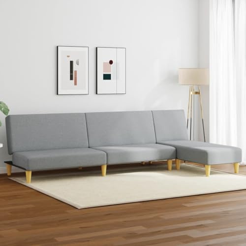 WEMYUFURN 2-in-1 Schlafsofa Garnitur aus strapazierfähigem Stoff mit Verstellbarer Chaiselongue und robustem Holzgestell für Wohnzimmer