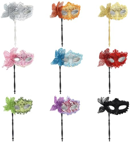 Kreeqe utsökt Venedig halloween fjäril sida mask romersk kolumn elegant handhållet skydd vuxna fester festivaler