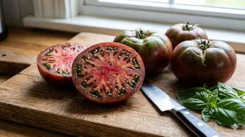 Generisch Black Krim Tomatensamen, 10 Stück, Outdoor-Nutzung, Hohe Keimrate, Erbstück-Sorte, 2 Wochen Keimzeit, Teilsonniger Standort