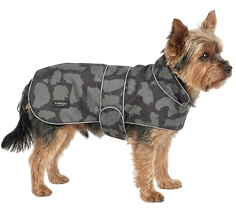 Larkson Impermeabile per cani per Cani Grigio Leo - Jonte - Piumino Cane - Cappotto Impermeabile Cane Taglia Piccola e Media - Colonna d'Acqua 10000 mm - Regolabile - Elementi Riflettenti