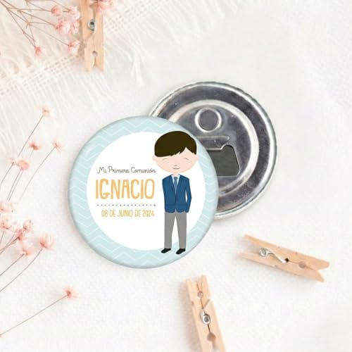 Pack 10 Abrebotellas Personalizados con Foto e Imán para Invitados | Regalos Fiesta de Comunión, Boda y Bautizo | Bodapix