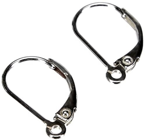 Rayher Ohrhaken mit Verschluss, 925 Sterlingsilber, 1,5 cm, 2 Stück, mit Hebelverschluss, französische Ohrringhaken, Ohrringe zum Schmuck gestalten, 2199700, Silber