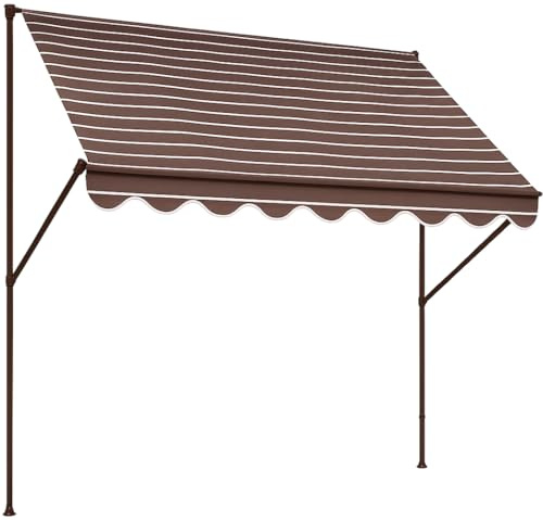 ANGERER Klemmmarkise Exklusiv braun, 350 cm | Markise für Sonnenschutz, Montage ohne Bohren, ideale Balkonmarkise für Mietwohnungen, Made in Germany, waschbarer Stoff