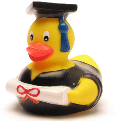 Duckshop I Badeente Yarto - Akademiker Badeente I Quietscheente I L: 9 cm I Quietscheentchen I Geschenk Abschluss I Präsent Absolventen I Für Sammler