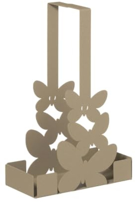 Arti & Mestieri Porta bicchieri Butterfly in ferro, 8x16x47 cm (Beige)