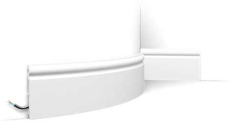 Orac Moulure flexible SX138F 200 cm x 13,8 cm x 1,5 cm Polyuréthane classique arrondi avec passage de câble prétraité