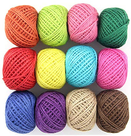 Natürliche Schnur,Garn Kordel 3ply 327yards 12 Bunte Natürliche Jute Twine für Kunstwerke DIY Handwerk Geschenkpapier Bindfäden Bild Display und Verzierungen