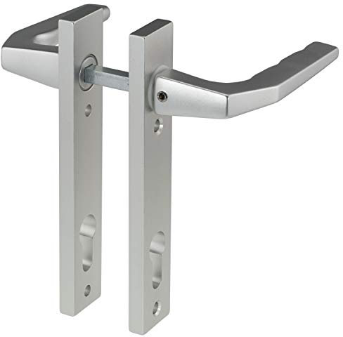 INTRA-TEC Beschlagsset Rohrrahmenschloss 92 mm Alu F1 Drückergarnitur und Langschilder