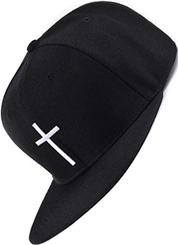 Bexxwell Snapback Cap schwarz mit Kreuz (optimale Passform, Kappe, Black, Cross, Unisex)