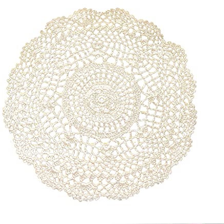 Ogquaton Vintage Lace Flower Tischset Hand gehäkelte Deckchen runden Tisch Coaster Hohl dekorative Tisch Decken Hochzeit Festival Tischdekoration Beige langlebig und nützlich