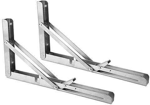 2pcs support de tablette rabattable, montage mural en acier inoxydable gain de place de 12 pouces, maximale: 70 kg pour le travail sur table