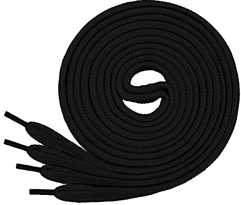 Di Ficchiano 1 o 2 paia – Lacci piatti 12 mm di larghezza per scarpe da ginnastica – molto resistenti agli strappi Shoelaces 70 cm – 200 cm di lunghezza, poliestere I Made in Europa, Nero , 190 cm /