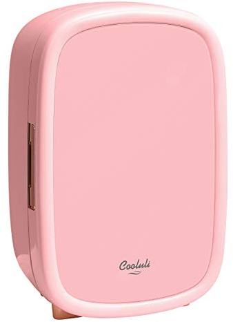 Cooluli Beauty 12L Makeup Fridge - Pink Mini Fridge for Skin Care Accessories, Cosmetics and Facial Masks Storage - Interior LED Lights - for Women & Teen Girls Room