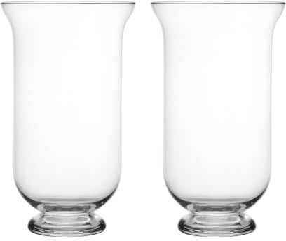 Floralcraft® 40cm Tall Glass Hurricane Vase (Set of 2), Storm Lanterns Candle Holder for Home Decoration Wedding Centrepiece