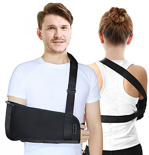 TODDOBRA Arm Sling Shoulder immobilizer for Shoulder Injury with Back Belt Men & Women Shoulder Immobilizer Left and Right Arm Lightweight Rotator Cuff Arm Support for Elbow Wrist Injury -(Size L)