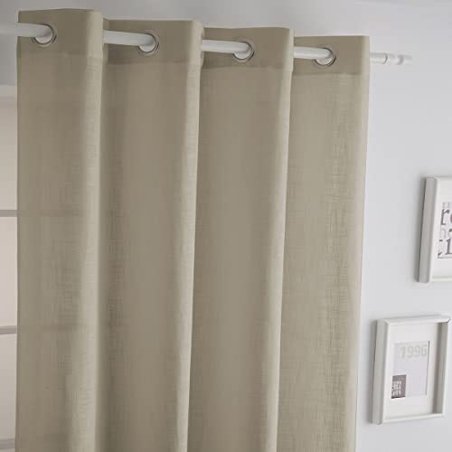 Cortina confeccionada con ollaos ITALY - Color Lino - 140x270 Cm