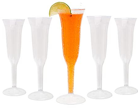 STACKABLES ~ 5oz Champagne Flute Clear Plastic ~ Pack of 12 Elegant Party Flute ~ One Piece Champagne Flutes ~ Multi-use Glasses