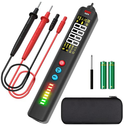 Détecteur de Tension Électrique Sans Contact Stylo Multimètre Automatique avec Laser Ligne Testeur de Tension Multifonction NCV VFD Testeur de Continuité Résistance Diode Capacité Fréquence avec Étui