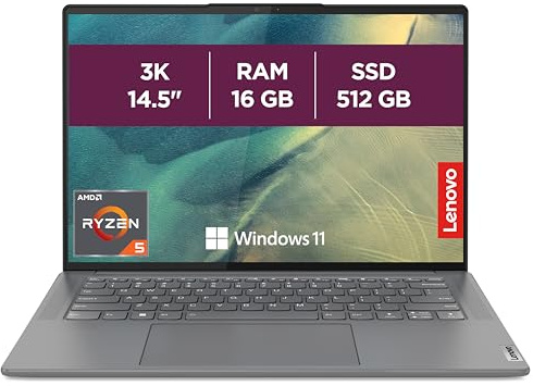 Lenovo Yoga Slim 7 ProX 14ARH7 - Ordinateur Portable 14.5'' 3K (AMD Ryzen 7 6800HS Creator Edition, RAM 16Go, SSD 512Go, AMD Radeon 680M Graphics,Windows 11 Home) Clavier rétroéclairé AZERTY FR - Gris