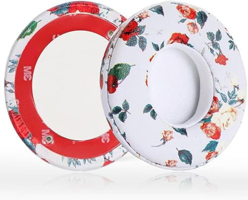 Solo3 Ear Pads Cushions Replacement for Beats Solo 2 & Solo 3 Wireless On-Ear Headphones, Ear Cushions Memory Foam Earpads with Soft Protein Leather (White Floral)