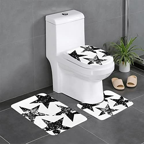 EVIUS Badematten-Set, Badezimmer-Stern-Teppich, 3er-Set, Badezimmer-WC-Bodenmatte, Fußmatten, Badezimmerteppich, WC-Vorleger, Stil mit dieser waschbaren Badewanne
