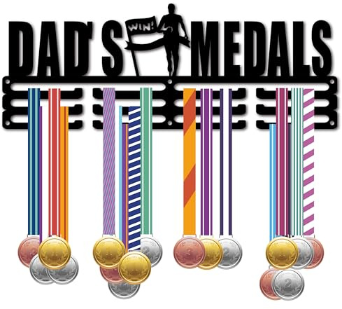 CREATCABIN Dad's Medaillen,Medaillenaufhänger,Display,Laufmedaillenhalter,Rack,Sport,Metall,Zum Aufhängen,Sportlerauszeichnungen,Eisen,Wandhalterung,Für Laufen,Rennen,Marathon,Fußball,Schwarz,40x15cm