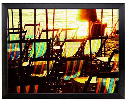 Lap Tray with Cushion | Deckchairs on The Beach | Padded Bean Bag Cushion | For Eating, Working, Crafting, Laptop | Portable Table Desk