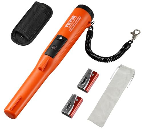 VEVOR Metalldetektor Pinpointer IP68 Komplett Wasserdichter Metallsuchgerät 11cm Erkennungstiefe Propointer Schatzsuche mit 3 Modi LCD/Ton/Vibration/Ton + Vibration 9V Batterie & Samtbeutel Inklusive