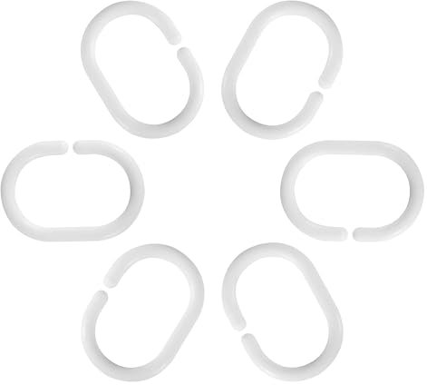 60Pcs Plastic Curtain Hanging Rings Durable Multifunctional C-Shaped Shower Curtain Hooks Portable Bath Drape Loop Clip for Bathroom Shower Window