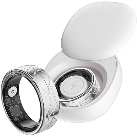 findtime Smart Ring Golden Smart Ring Android Smartringe für Damen und Herren Fitness Ring Tracker Schrittzähler Herzfrequenzmessung Schlafmonitor Gesundheitsüberwachung Aktivitätstracker,Silber#10