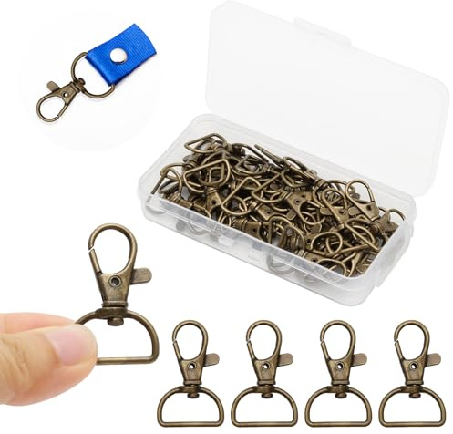 40 PCS Mousquetons Fermoirs Pivotants à Déclenchement, Crochets de Porte-clés avec Anneau en D pour Sacs, Clips de Cordon, Porte-clés, Chaînes de Chiot (Bronze)