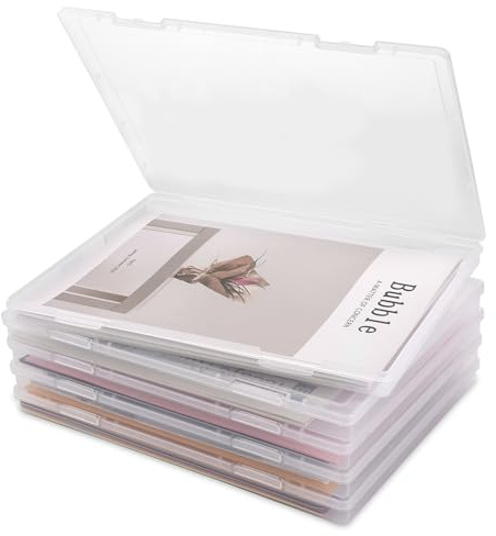 LDXDRU 5 Piezas Caja de Archivo A4 Caja de Almacenamiento Multiusos de Plástico Slim Resistente a Impactos Organizador Transparente Robusto A4 para Documentos, Cartas, Álbumes de Recortes, Revistas