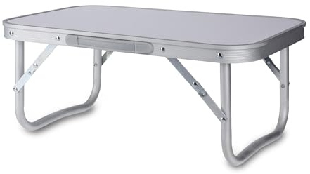 Spetebo Mini Campingtisch Aluminium in weiß klappbar - 56 x 34 cm | Alu Garten Picknick Angler Tisch klein tragbar